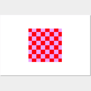 Checked pattern - checkboard in red and purple Posters and Art